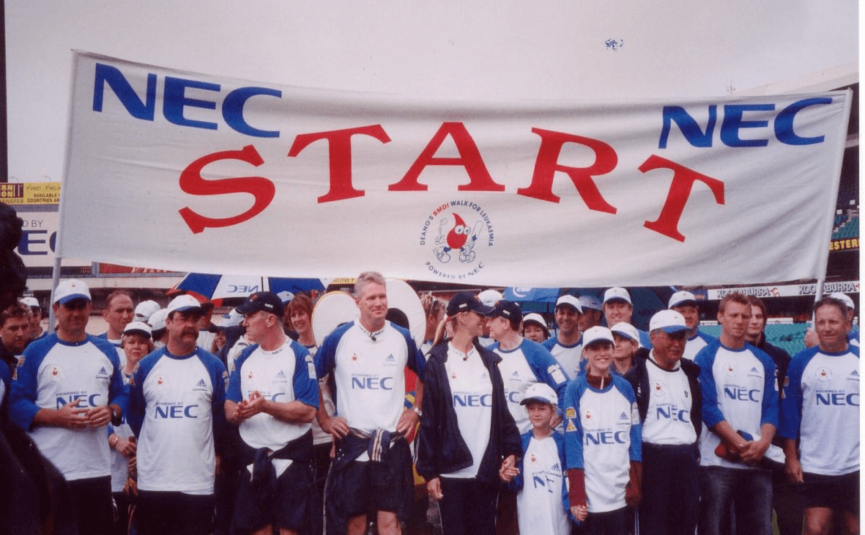 Start banner for Deano's walk to leukaemia in 2003.